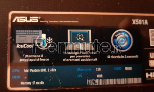 Notebook Asus xa501 2.4ghz 500gb ram