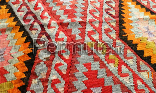 Kilim originale di origine anatolica (Turchia) di vecchia manifattura