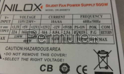NILOX Silent Fan 500 watt - Alimentatore PC