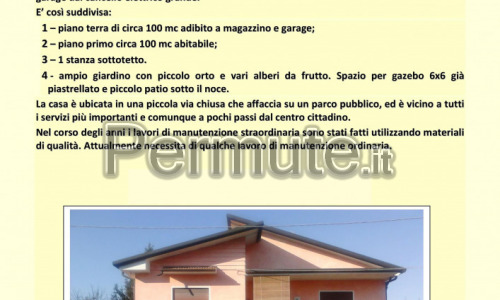 CASA SINGOLA DEGLI ANNI ’60 ristrutturata nel 1994/95 valore 230.000 € trattabili