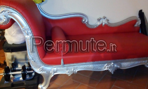 Divano Chaise Longue Pelle Rossa