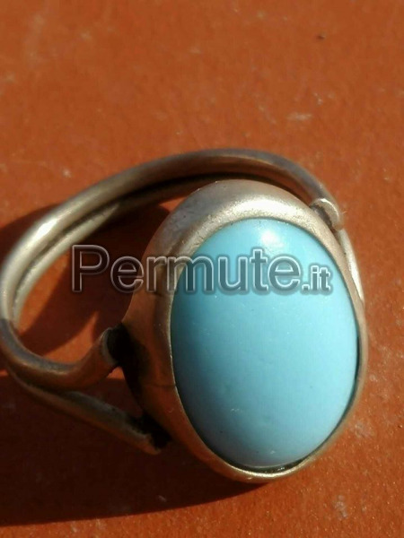 Anello Pietra Ovale Anello Uomo In Acciaio Inox Con Pietra Turchese Simulata &ndash; Forma Ovale, Taglie 7-15, Stile Statement, Regalo Ideale Anello Etrusco